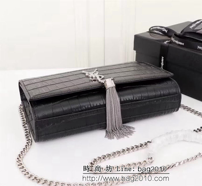 YSL聖羅蘭 專櫃最新V紋皮 金色五金扣 可拆卸鏈條 小挎包 27720 YAS1275